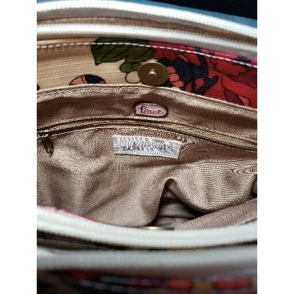 SAKROOTS Shoulder Bag BOHO FLOWER POWER Maroon Crimson Peace Floral EXCELLENT - Picture 10 of 15